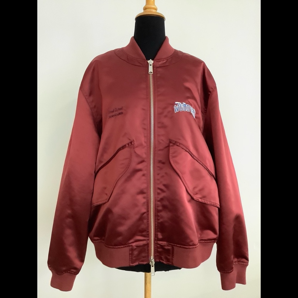 Wood Wood Dark Red Embroidered Bomber Jacket